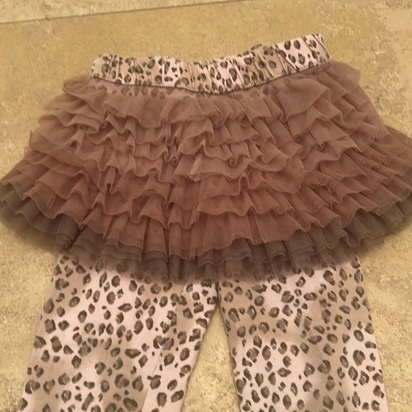 Kate Mack Pink Leopard Print Tutu Leggings and Puff Shoulder Top Size 2/2T - Picture 8 of 11